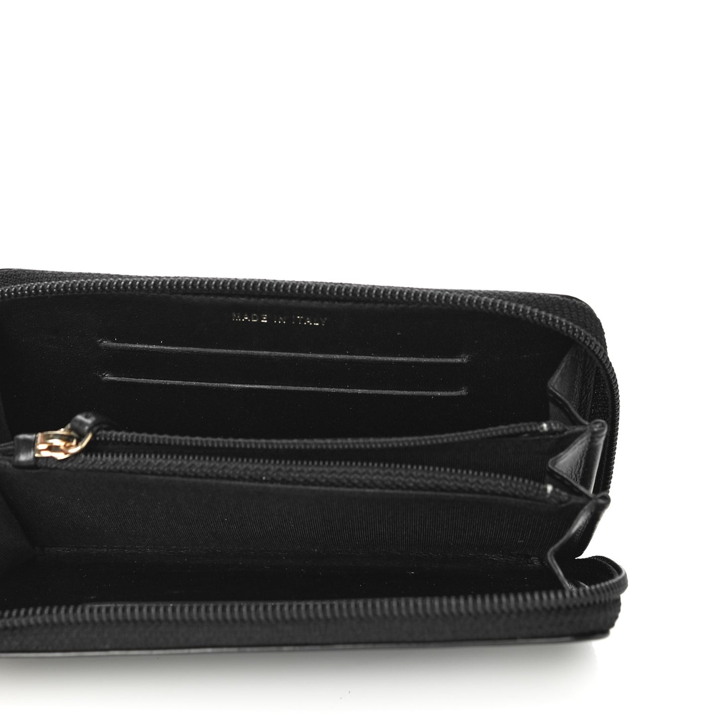 Glazed Calfskin Quilted Small Boy Zip Around Wallet Black