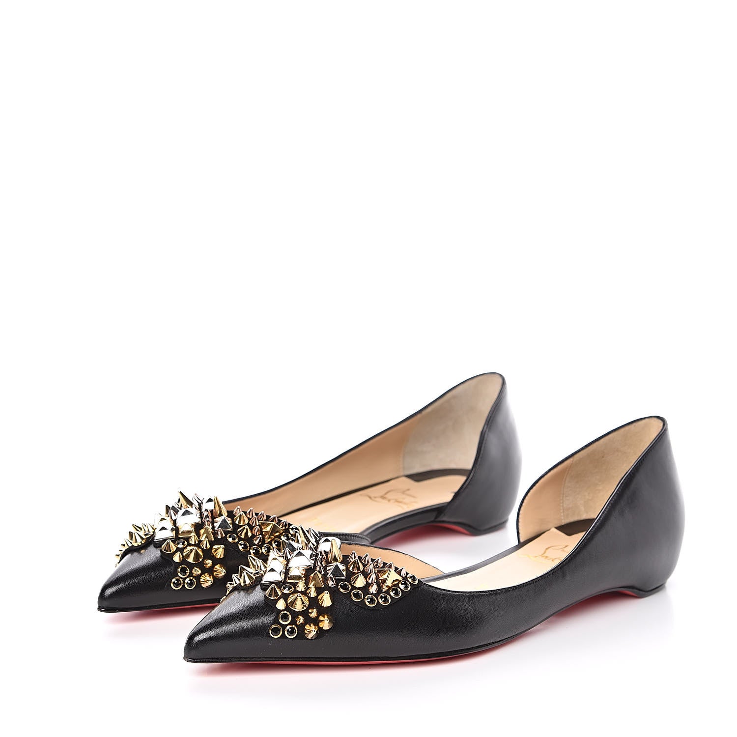 Christian Louboutin Nappa Farfaclou Spike Flats 39 Black 3 of 8