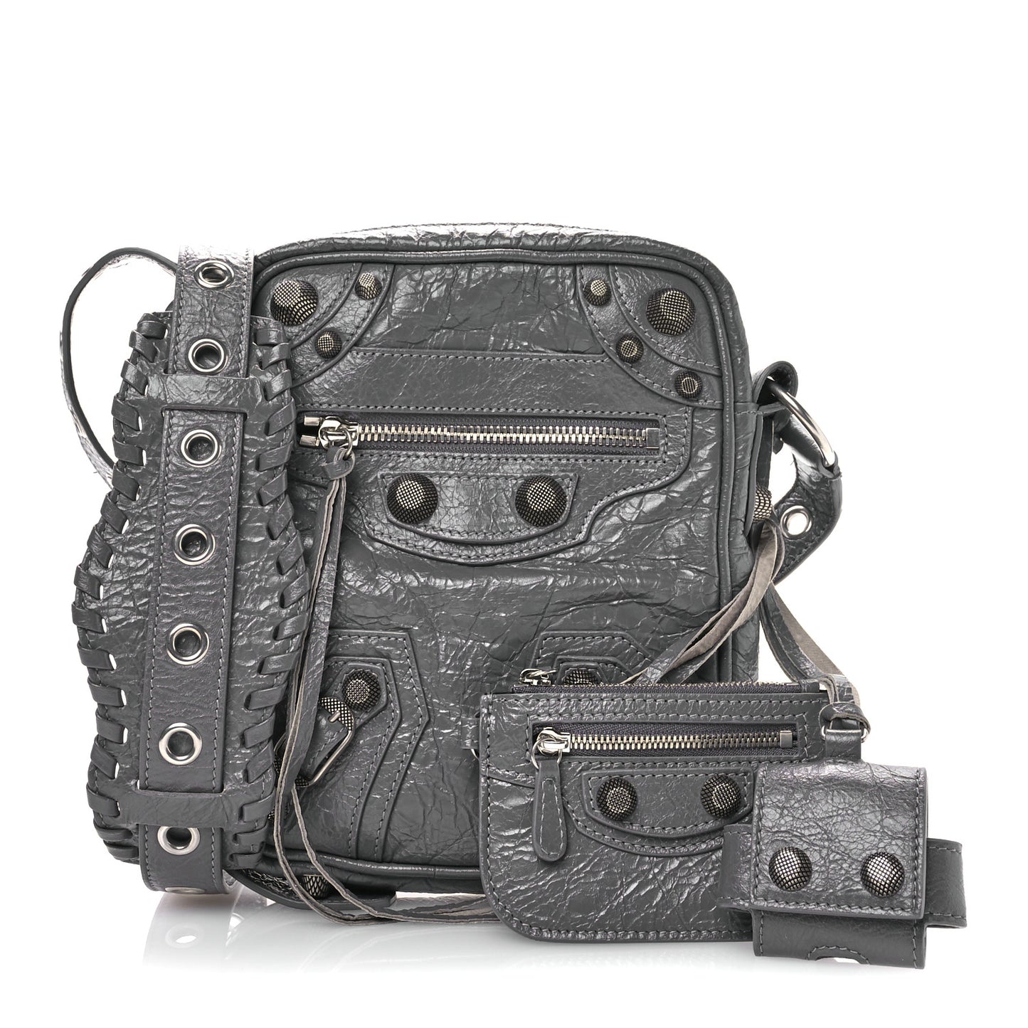 Agneau Arena Le Cagole Crossbody Bag Grey
