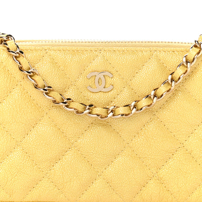 Chanel Iridescent Caviar Quilted Small Clutch With Chain Yellow 13 of 15
