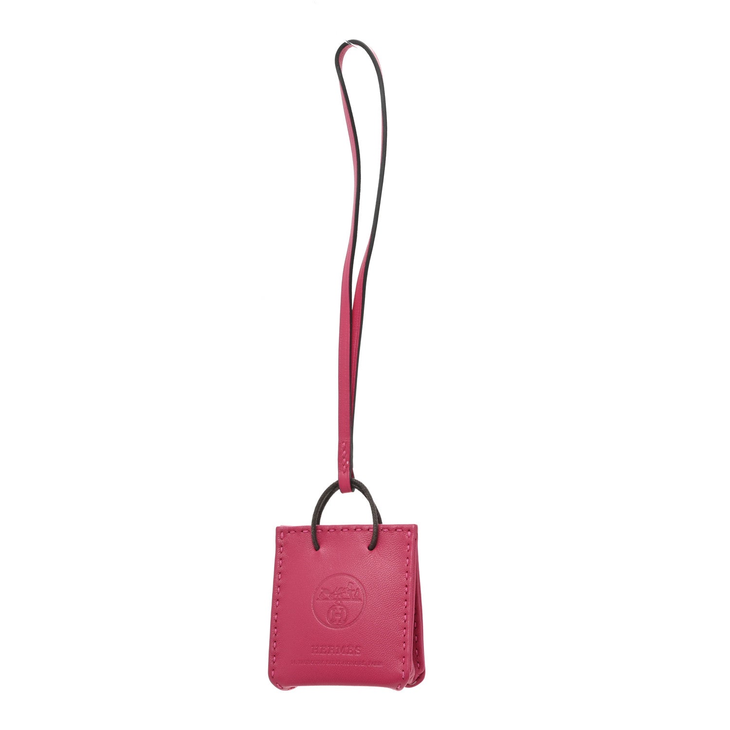 Hermes Milo Lambskin Swift Shopping Bag Charm Rose Mexico 1 of 5
