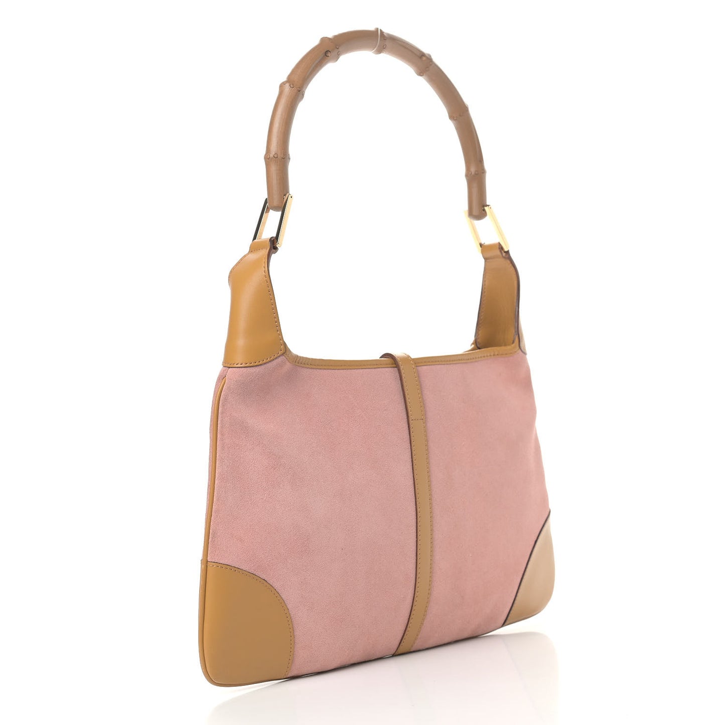 Suede Calfskin Bamboo Handle Jackie O Hobo Pink