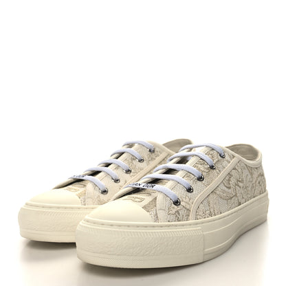 Christian Dior Canvas Embroidered Jardin D'Hiver Womens Walk'N'Dior Low Top Sneakers 39 White Gold 3 of 8