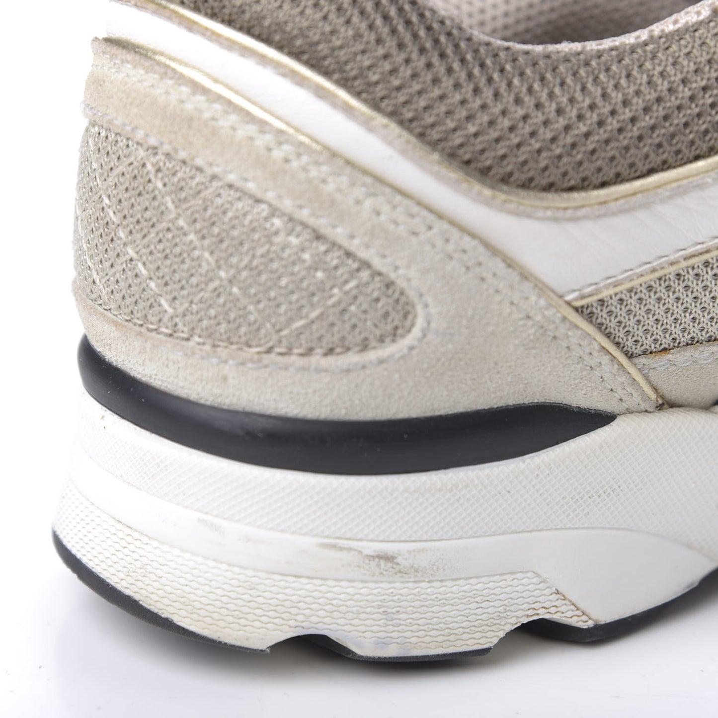 Suede Calfskin CC Sneakers 37.5 Beige Gold