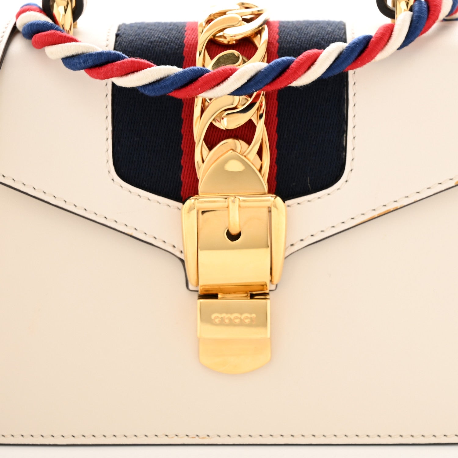 Gucci Calfskin Mini Sylvie Top Handle Bag White 8 of 13