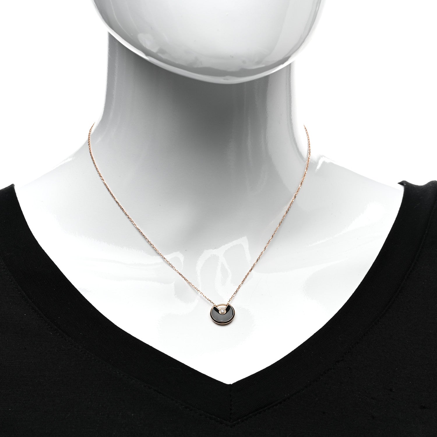 Cartier 18K Pink Gold Diamond Black Onyx XS Amulette de Cartier Pendant Necklace 2 of 5