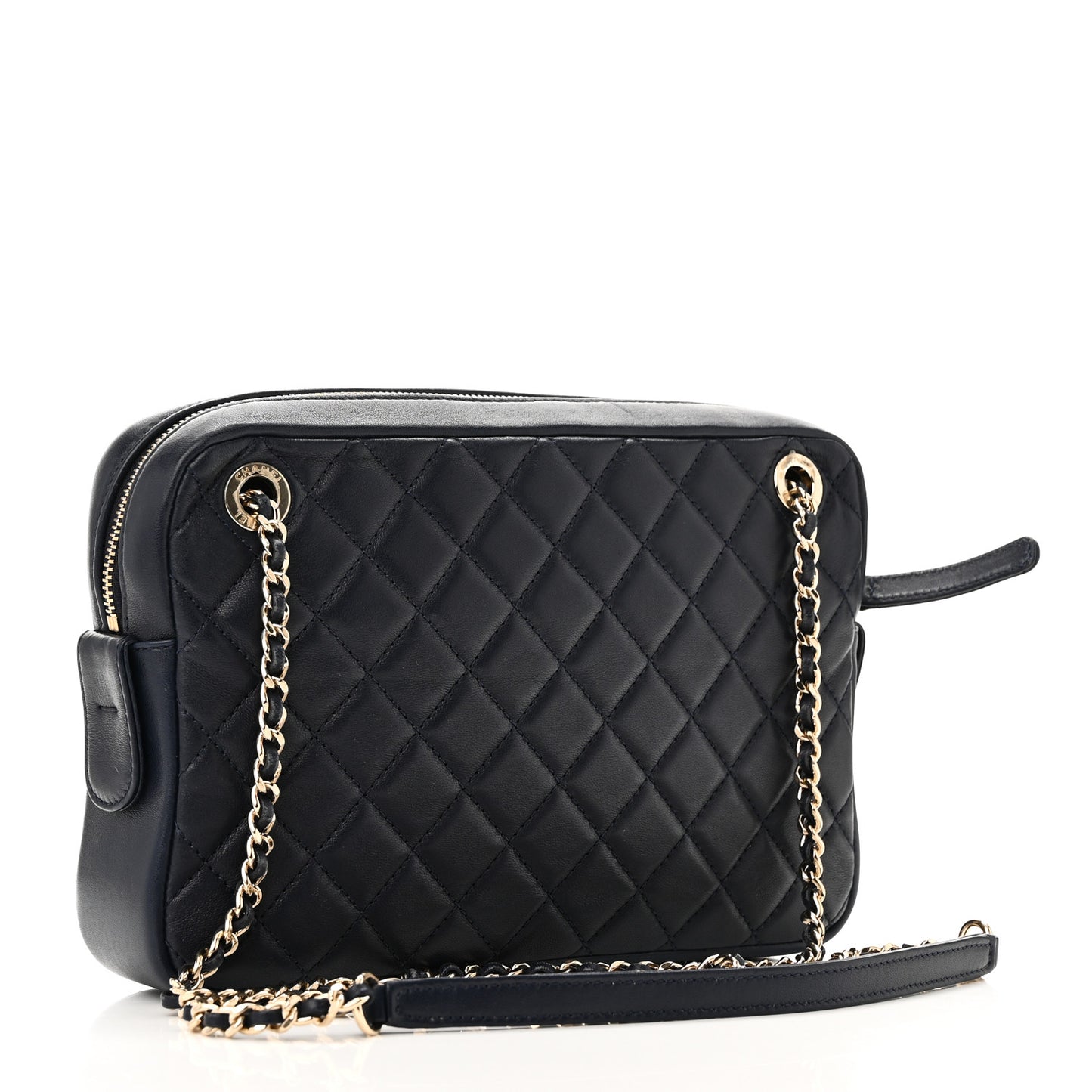Lambskin Quilted Camera Case Navy