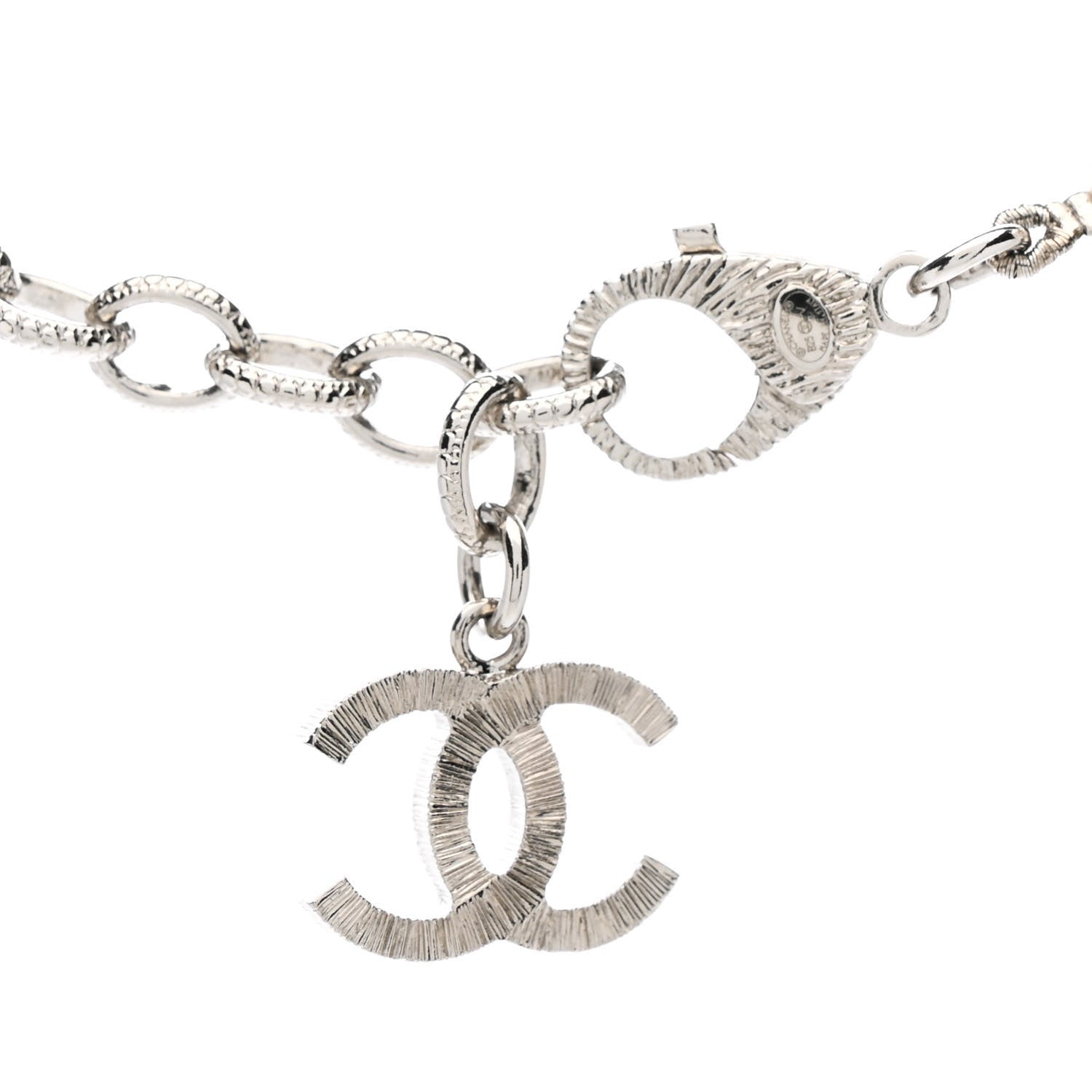 Chanel Pearl Crystal CC Choker Necklace Silver Pearly White 6 of 7