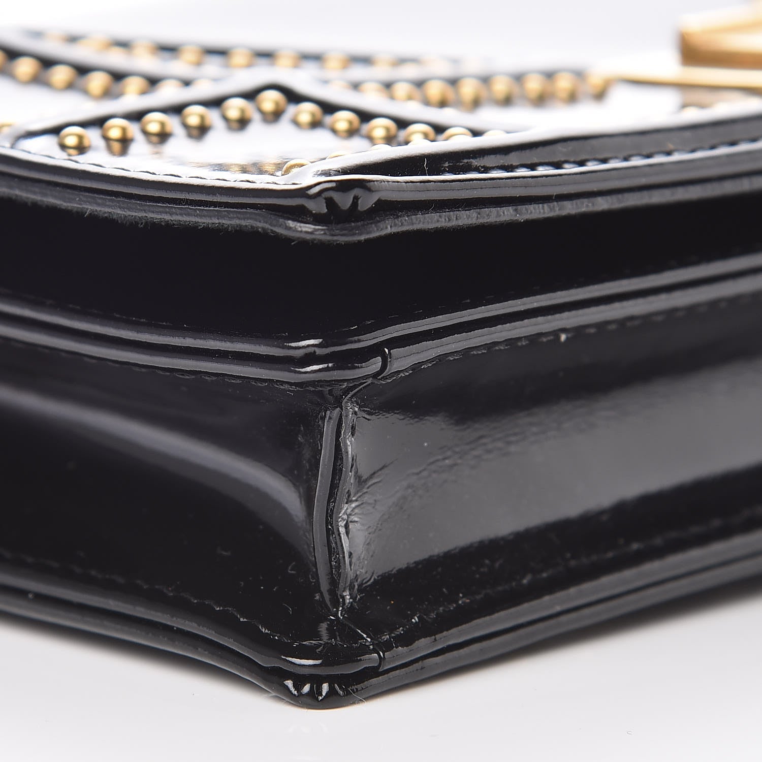 Christian Dior Patent Studded Diorama Wallet on Chain Pouch Black 8 of 10