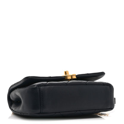 Chanel Shiny Lambskin Small Chain Is More Flap Navy Blue 4 of 10