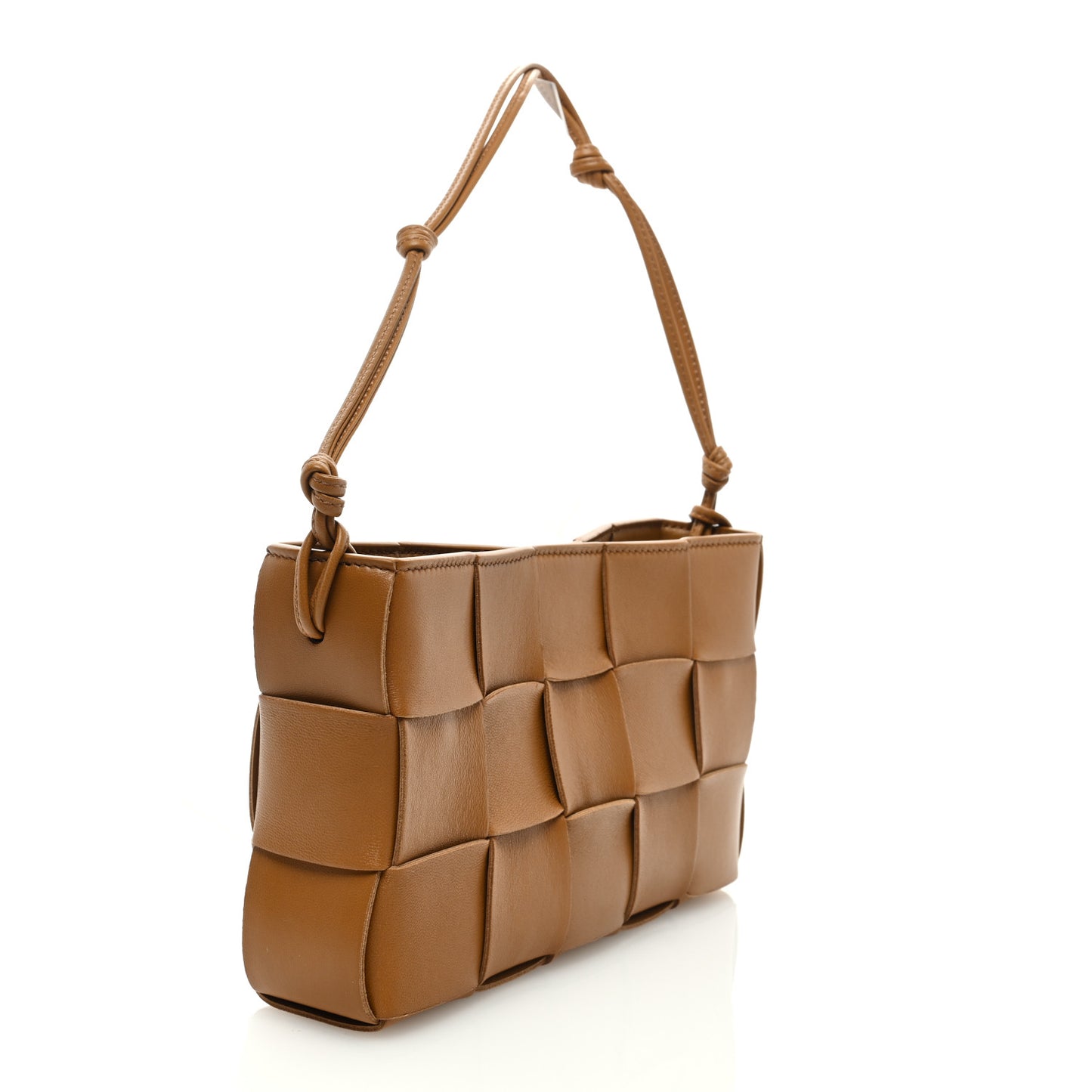 Calfskin Maxi Intrecciato Cassette Pouch On Strap Camel