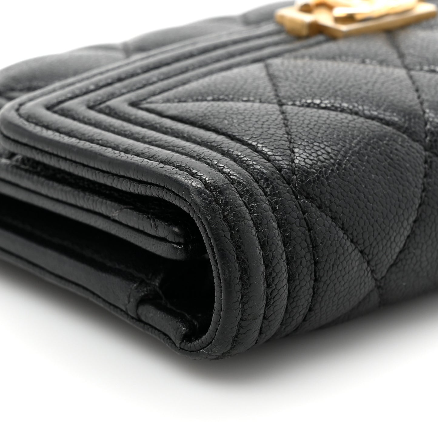 Caviar Quilted Medium Boy Flap Wallet Black