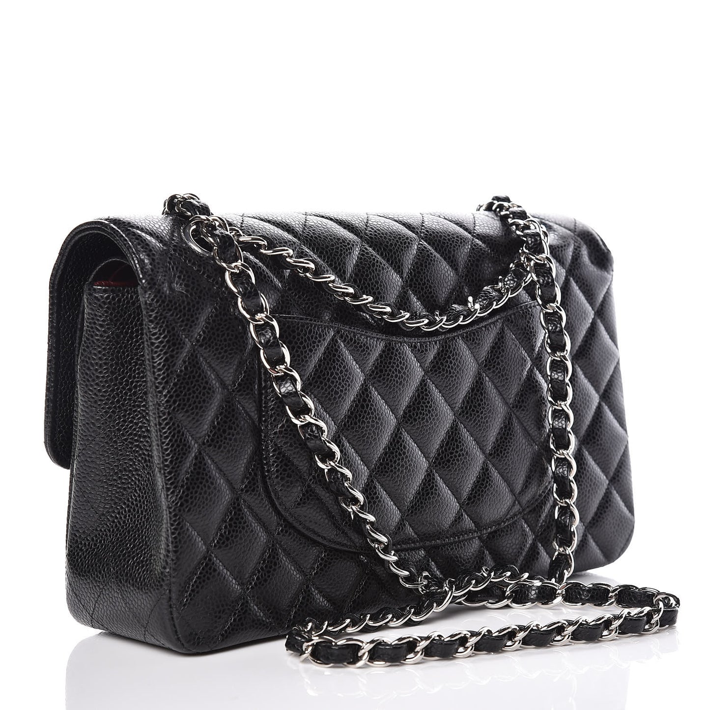 Caviar Quilted Medium Double Flap Black