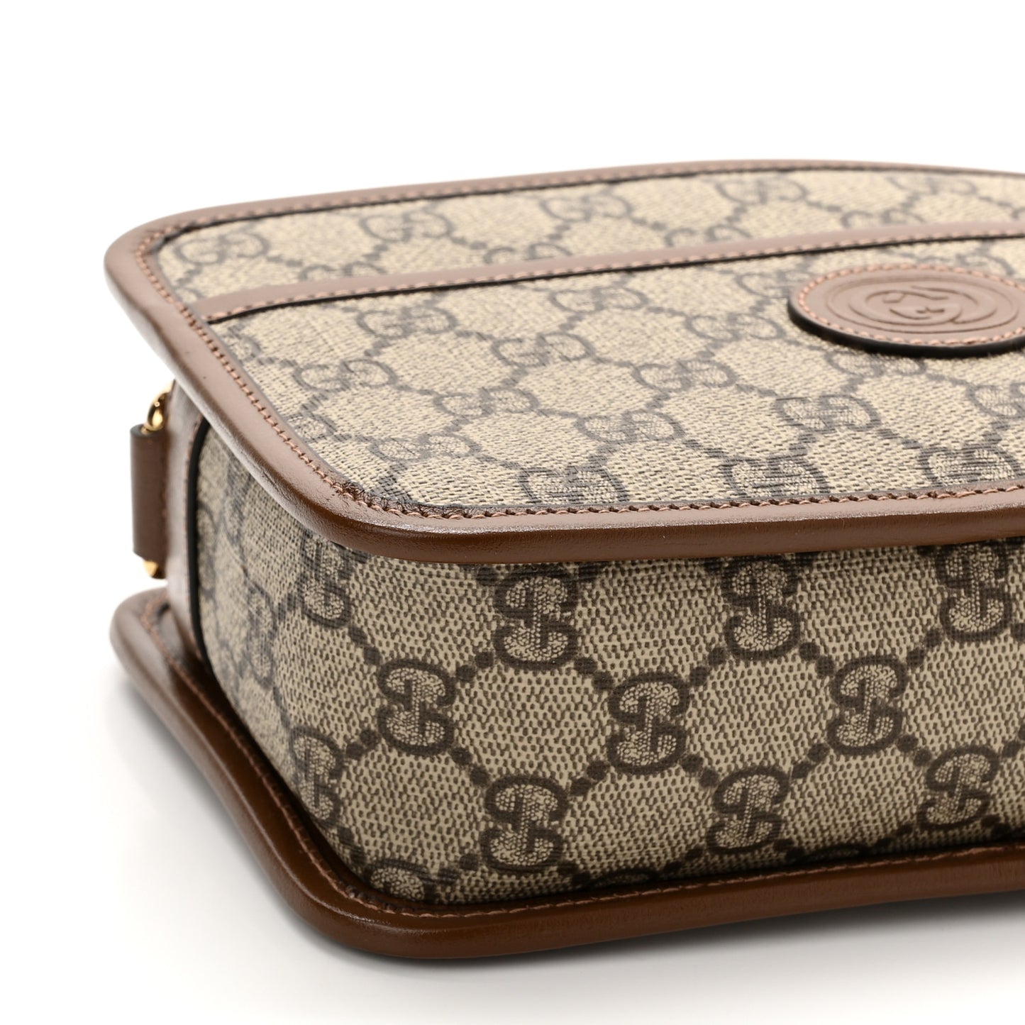 GG Supreme Monogram Azalea Calfskin Mini Retro Interlocking G Shoulder Bag Beige Ebony Brown Sugar