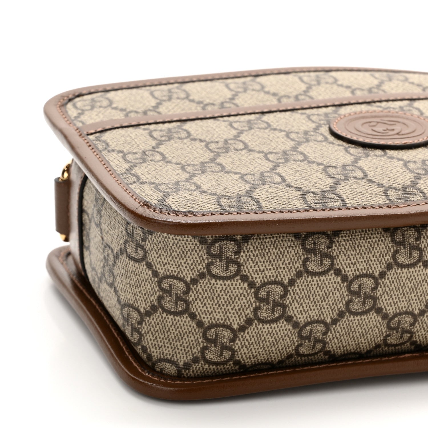 Gucci GG Supreme Monogram Azalea Calfskin Mini Retro Interlocking G Shoulder Bag Beige Ebony Brown Sugar 9 of 11