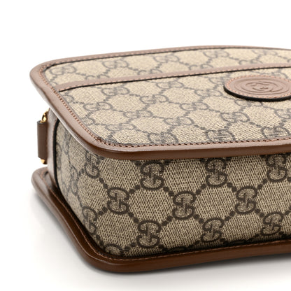 Gucci GG Supreme Monogram Azalea Calfskin Mini Retro Interlocking G Shoulder Bag Beige Ebony Brown Sugar 9 of 11