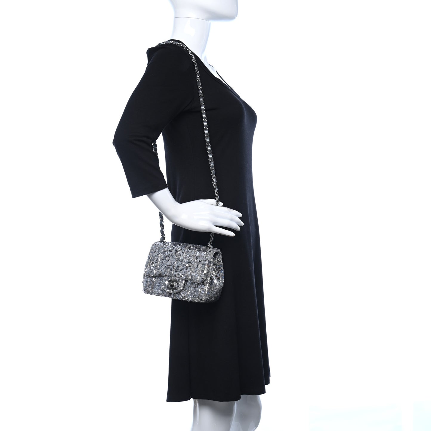 Sequin Mini Square Flap Silver