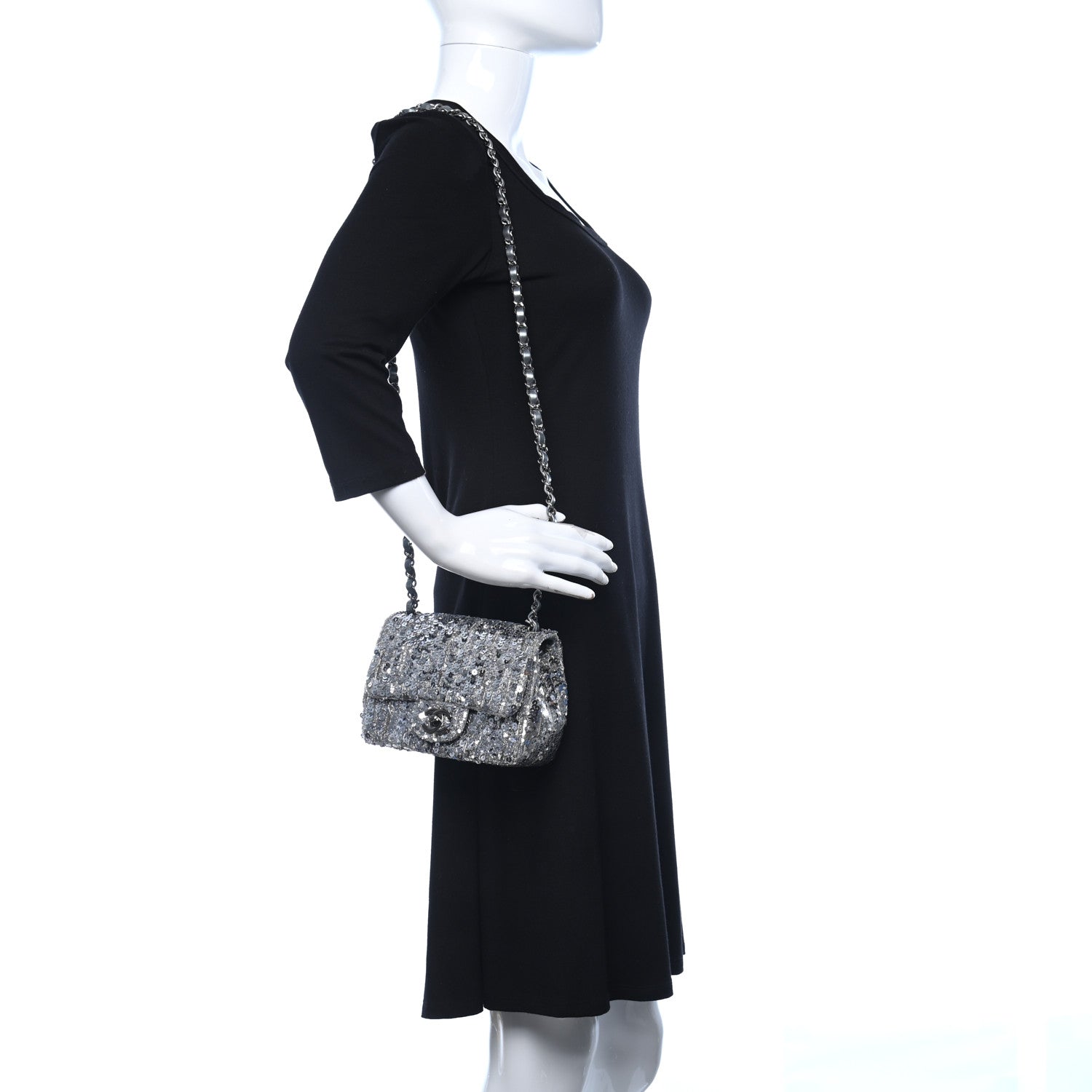 Chanel Sequin Mini Square Flap Silver 2 of 12
