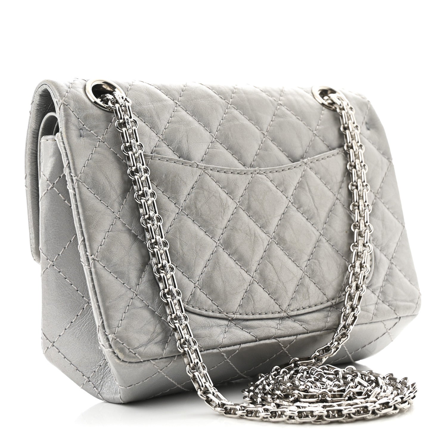 Chanel Metallic Aged Calfskin Quilted 2.55 Reissue Mini Flap Silver 3 of 10