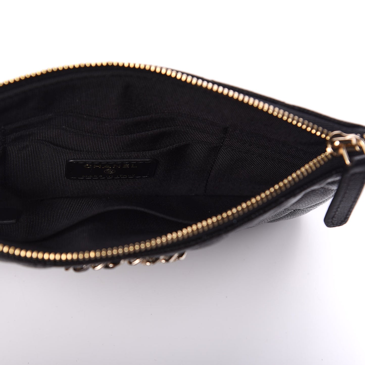 Caviar Quilted Small French New Wave CC Pouch Black
