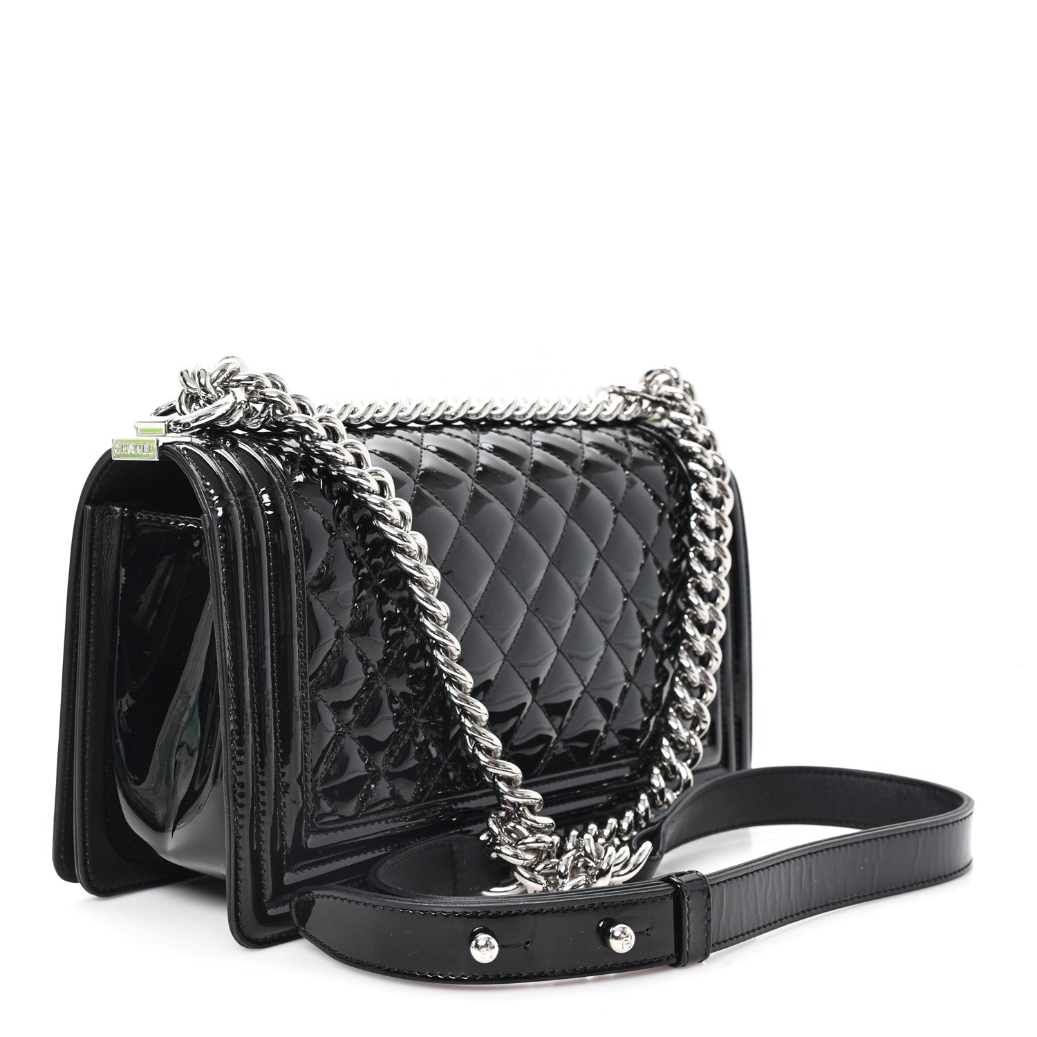 Chanel Patent Calfskin Quilted Medium Plexiglass Boy Flap Black 3 of 10