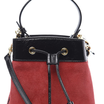 Gucci Suede Patent Web Small Ophidia Bucket Bag Hibiscus Red Black 9 of 9
