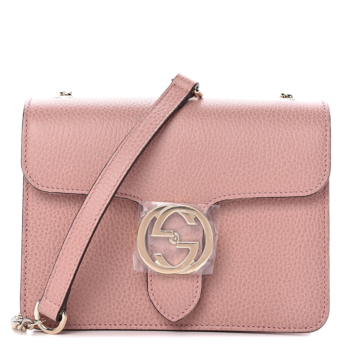 Dollar Calfskin Small Interlocking G Shoulder Bag Soft Pink