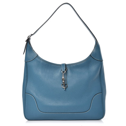 Hermes Taurillon Clemence Trim II 35 Shoulder Bag Blue Jean 1 of 15