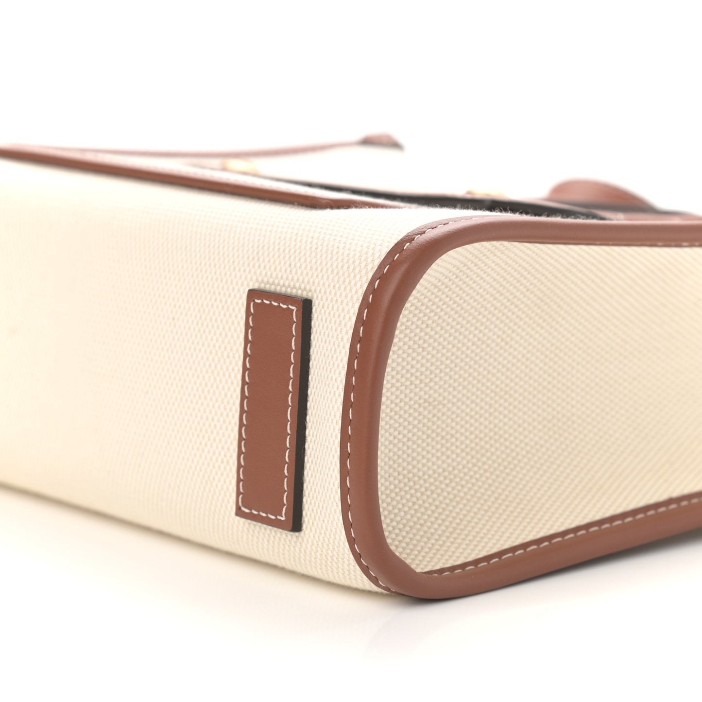 Canvas Smooth Calfskin Mini Two Tone Freya Tote Brown