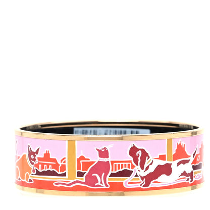 Hermes Enamel Printed Chiens Et Chats Parisiens Wide Bracelet 65 1 of 6
