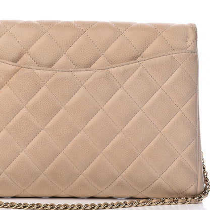 Chanel Caviar Quilted Clutch With Chain Flap Beige 10 of 14