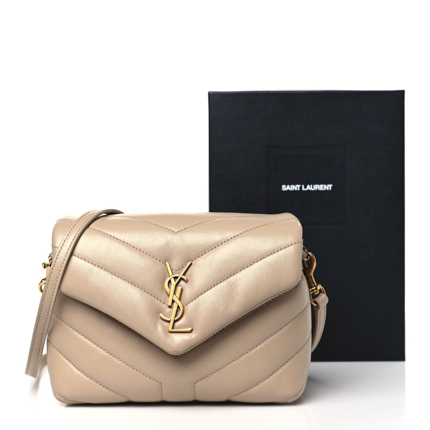 Calfskin Y Quilted Monogram Toy Loulou Crossbody Bag Dark Beige