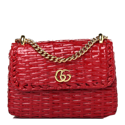 Gucci Glazed Wicker Mini Cestino Shoulder Bag Red 1 of 4