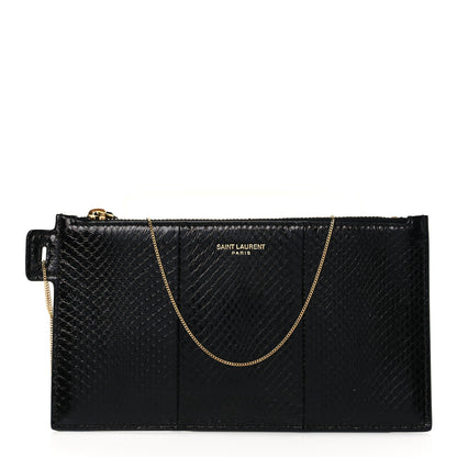 Saint Laurent Snakeskin Pouch With Chain Black 1 of 8