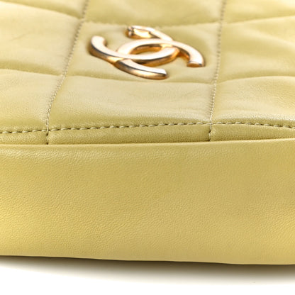 Chanel Lambskin Quilted Diamond Clutch With Chain Light Green 10 of 18