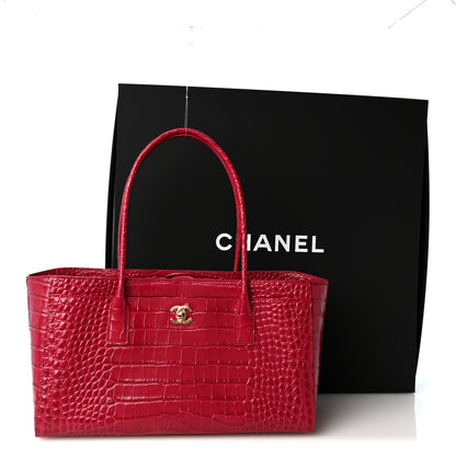 Chanel Calfskin Crocodile Embossed Archetype Small Shopping Tote Fuchsia 11 of 11