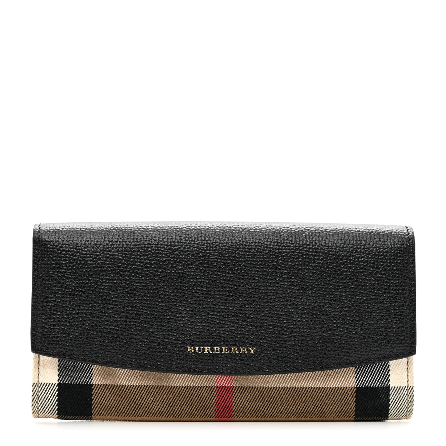 Calfskin House Check Porter Continental Wallet Black
