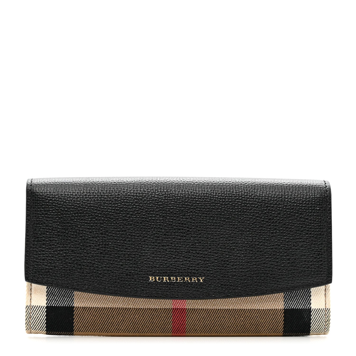 Burberry Calfskin House Check Porter Continental Wallet Black 1 of 6