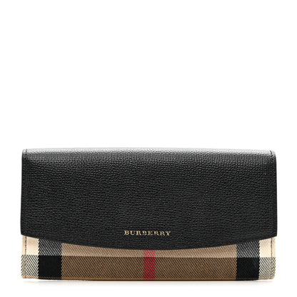Burberry Calfskin House Check Porter Continental Wallet Black 1 of 6