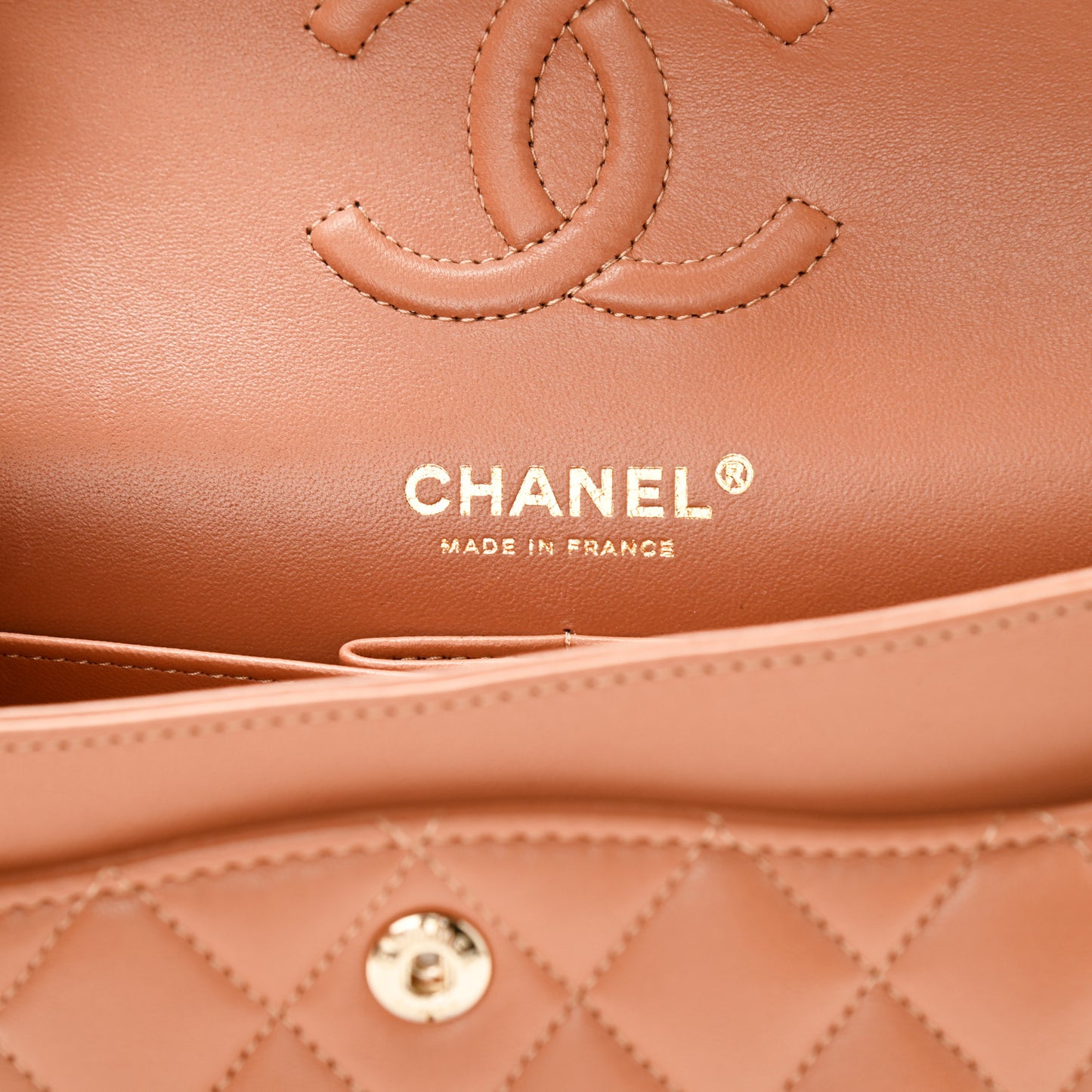 Lambskin Quilted Small Double Flap Brown
