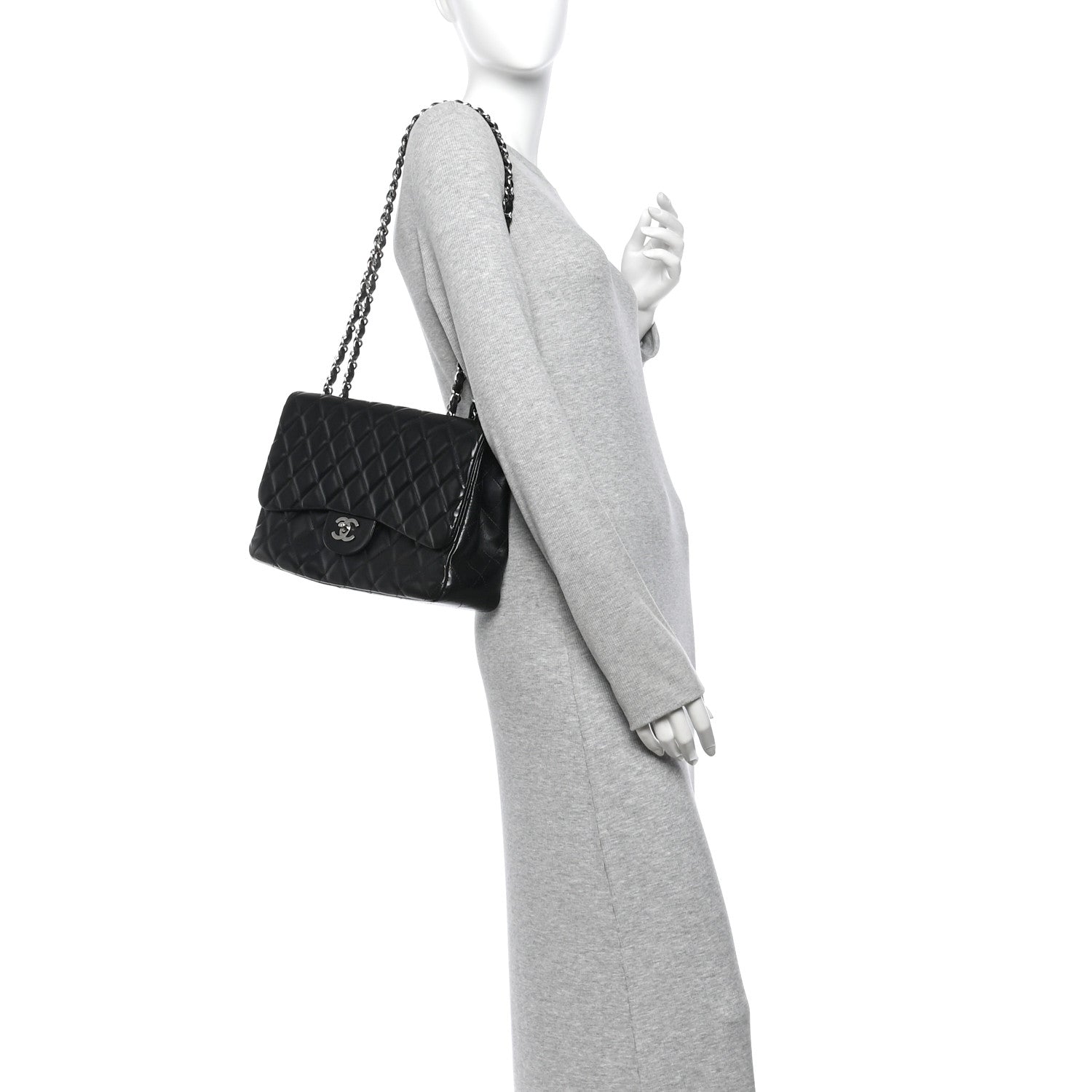 Chanel Lambskin Quilted Jumbo Single Flap Black 2 of 14