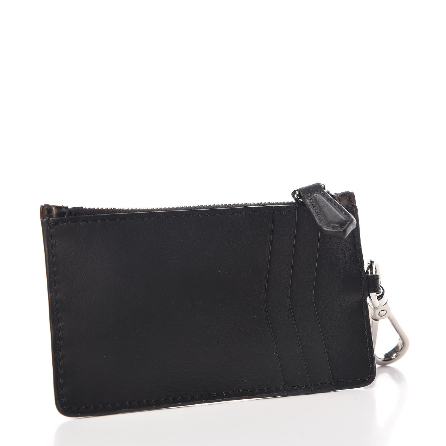 Fendi Vitello Century Bi-Color FF 1974 Embossed Coin Purse Maya Black 3 of 8
