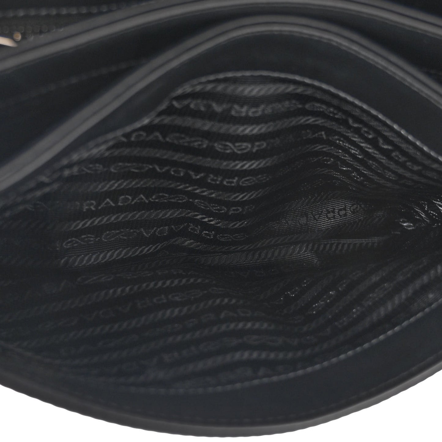 Saffiano Tessuto Nylon Chain Shoulder Bag Black