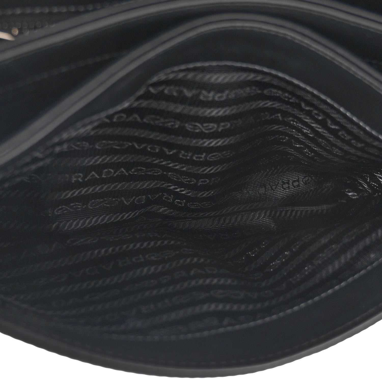 Prada Saffiano Tessuto Nylon Chain Shoulder Bag Black 7 of 11