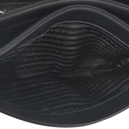 Prada Saffiano Tessuto Nylon Chain Shoulder Bag Black 7 of 11
