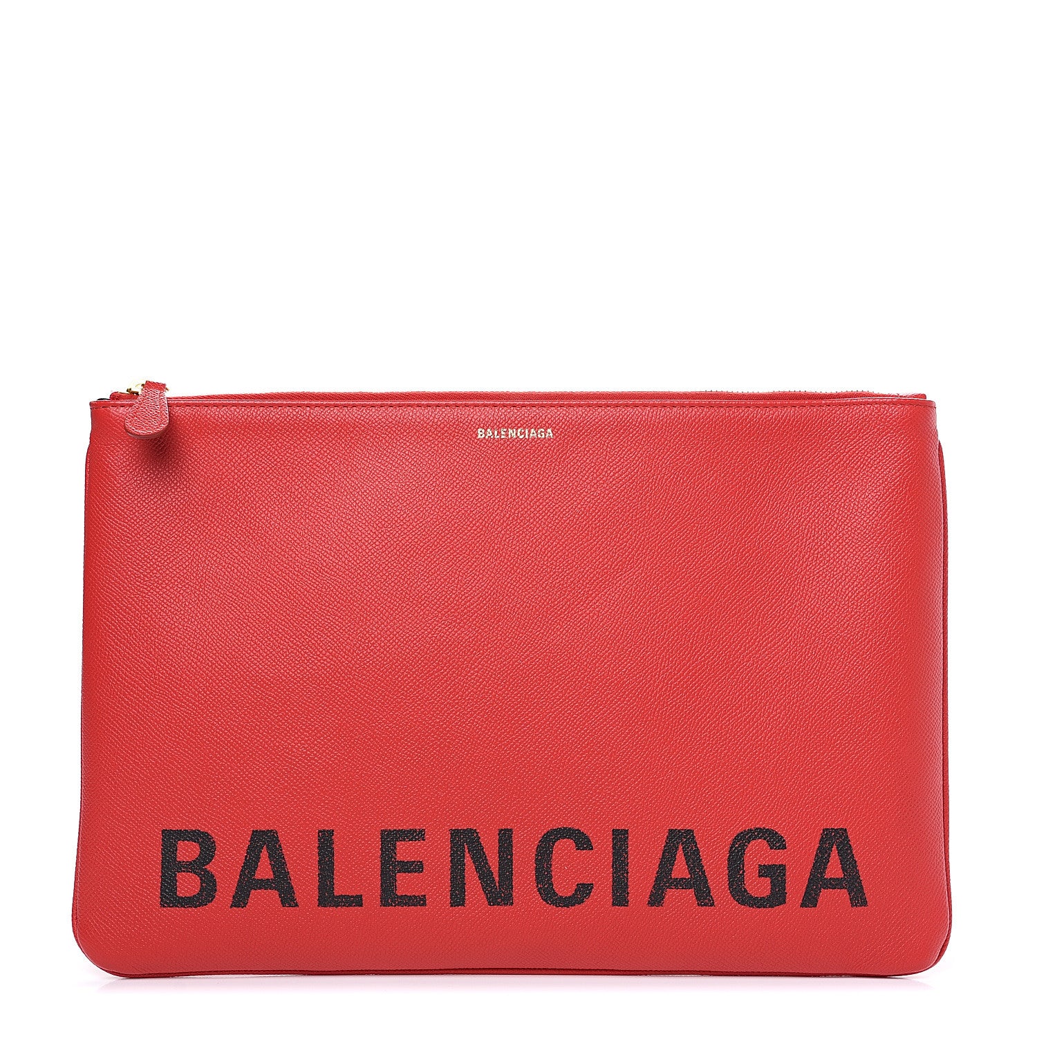 Balenciaga Calfskin Logo Large Zip Pouch Rouge Coquelicot 1 of 8