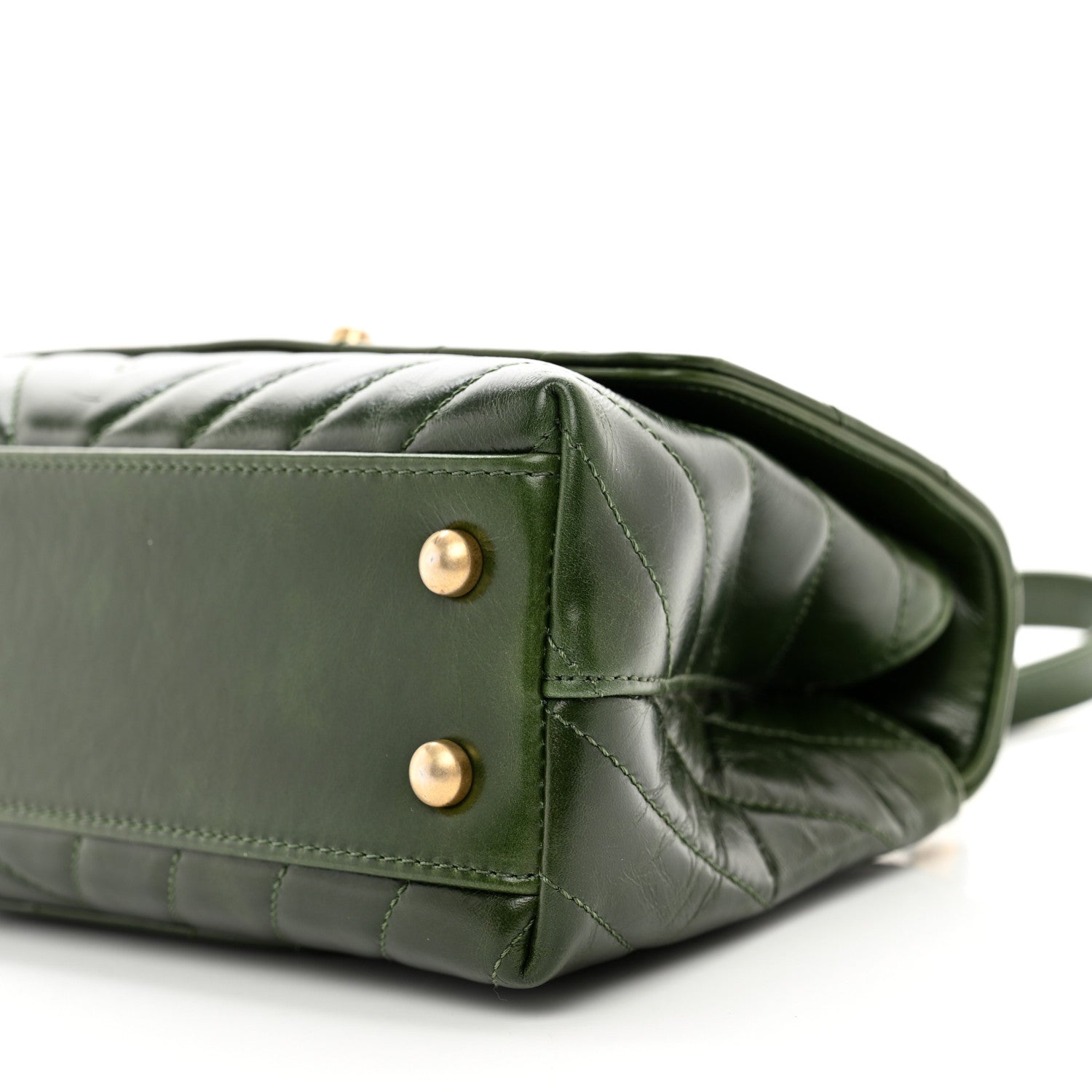 Chanel Calfskin Chevron Quilted Mini Coco Handle Flap Green 10 of 10