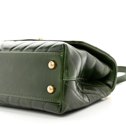 Chanel Calfskin Chevron Quilted Mini Coco Handle Flap Green 10 of 10