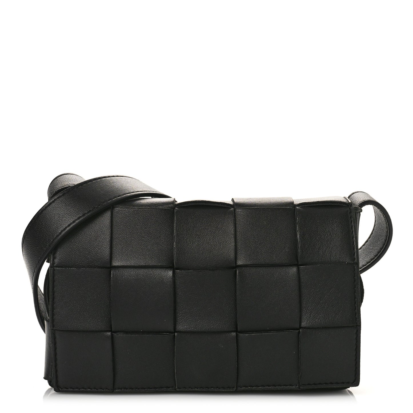 Lambskin Maxi Intreccio Small Cassette Crossbody Bag Black