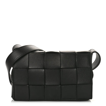 Bottega Veneta Lambskin Maxi Intreccio Small Cassette Crossbody Bag Black 1 of 9